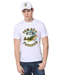 Комплект мужской футболка и кепка Рожден для рыбалки