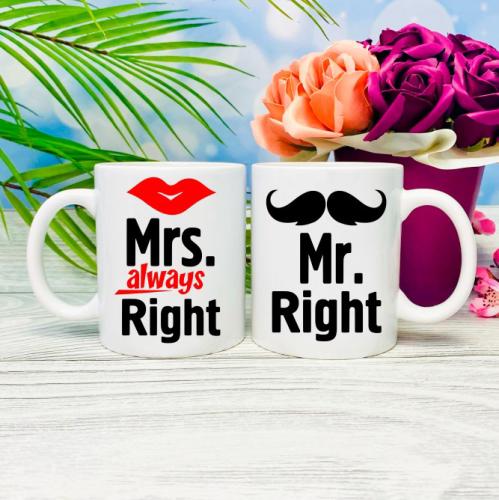 Изображение Парные кружки Mr. Right и Mrs. always Right
