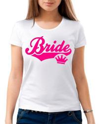 Футболка Bride (невеста) с короной, розовая флюра, размер XL