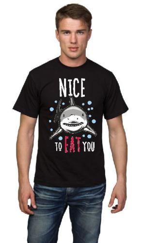 Изображение Футболка мужская Nice to eat you, акула черный 6XL