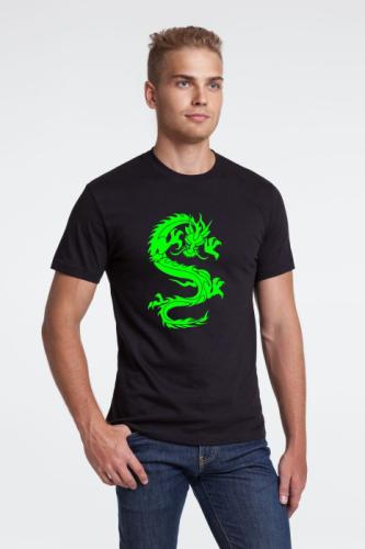 Изображение Футболка мужская Зеленый дракон, зеленая флюра