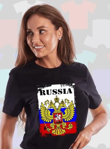 Изображение Футболка оверсайз Russia, герб, флаг, размер М